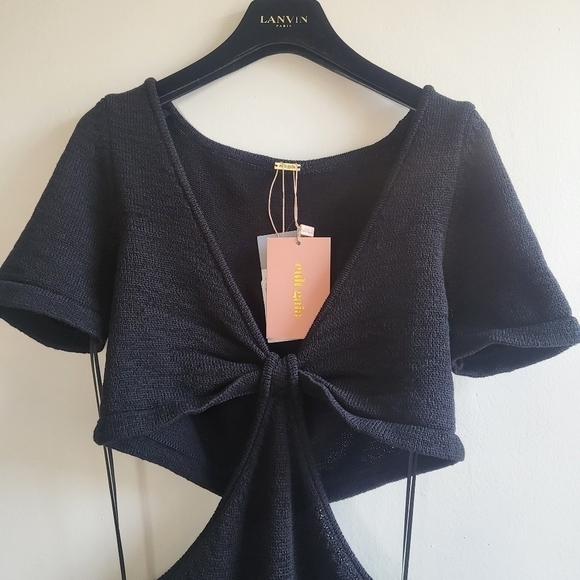 New Cult Gaia Billie Signature Cutout Detail Knit Black Mini Dress NWT Large - Picture 9 of 16